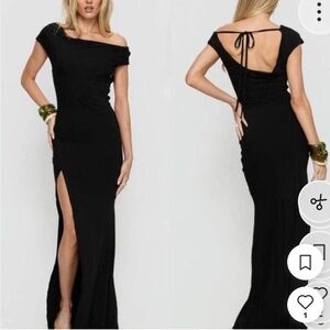 Princess Polly Corlee Draped Tie Back Maxi Dress Black